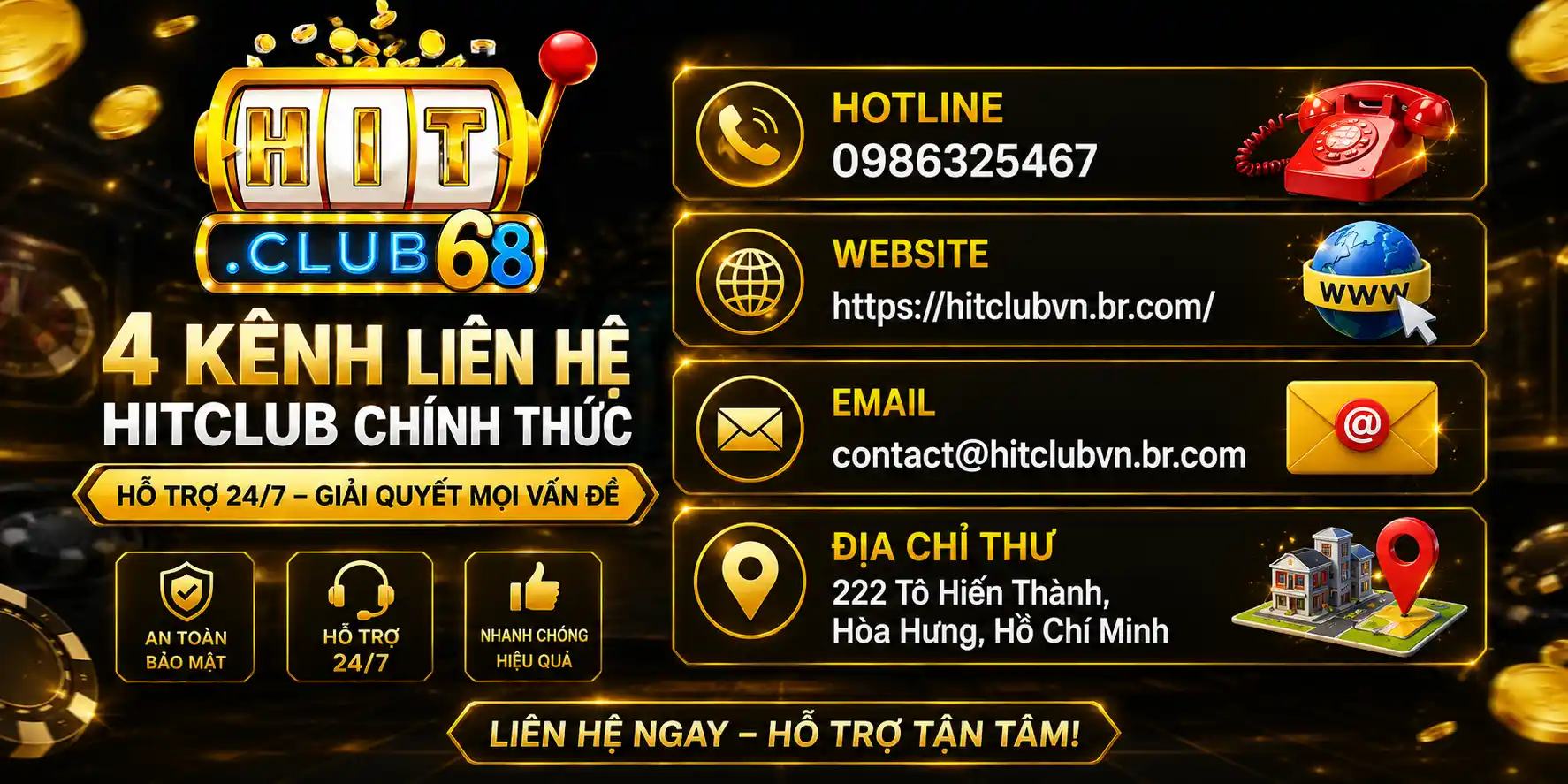 Cập nhật đầy đủ 4 kênh liên hệ Hitclub
